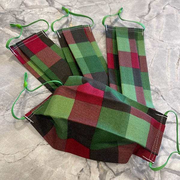 Red and Green Plaid Face Mask